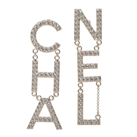 chanel crystal cha-nel logo drop earrings gold|chanel eternal 5 earrings.